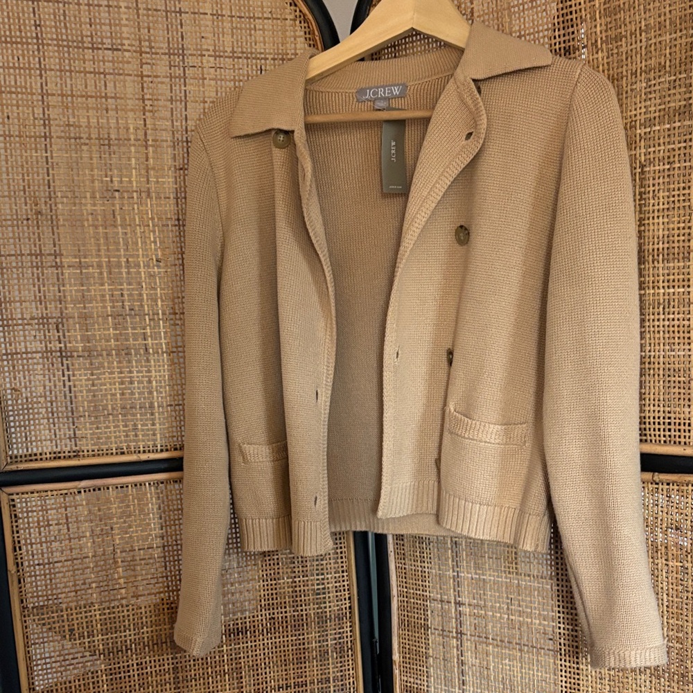 J. Crew Camel Cropped Knit Jacket